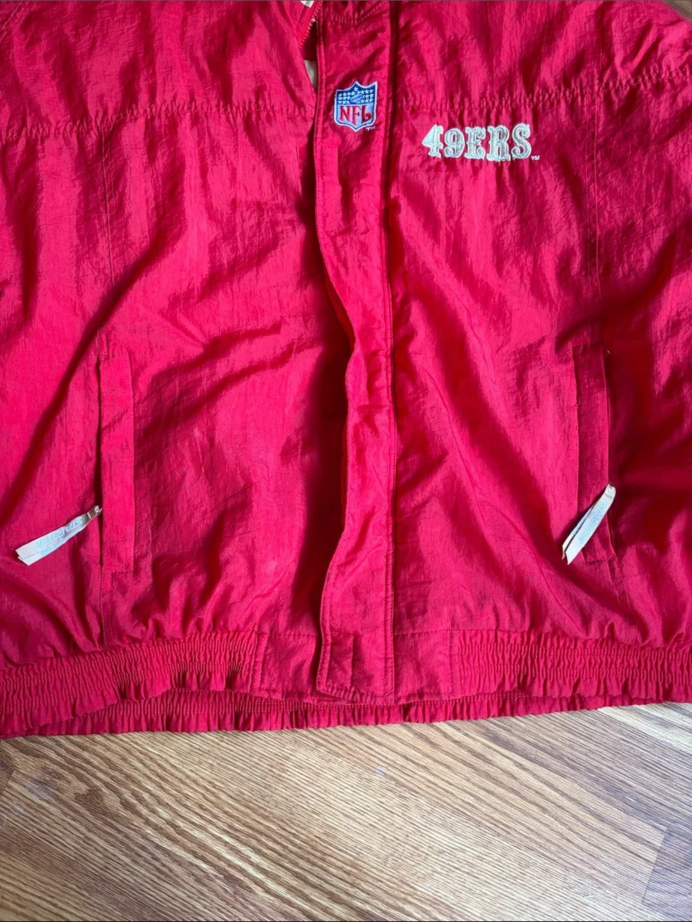 NFL San Francisco 49ers Red and White Mens Puffer Jacket - Picture 11 of 11